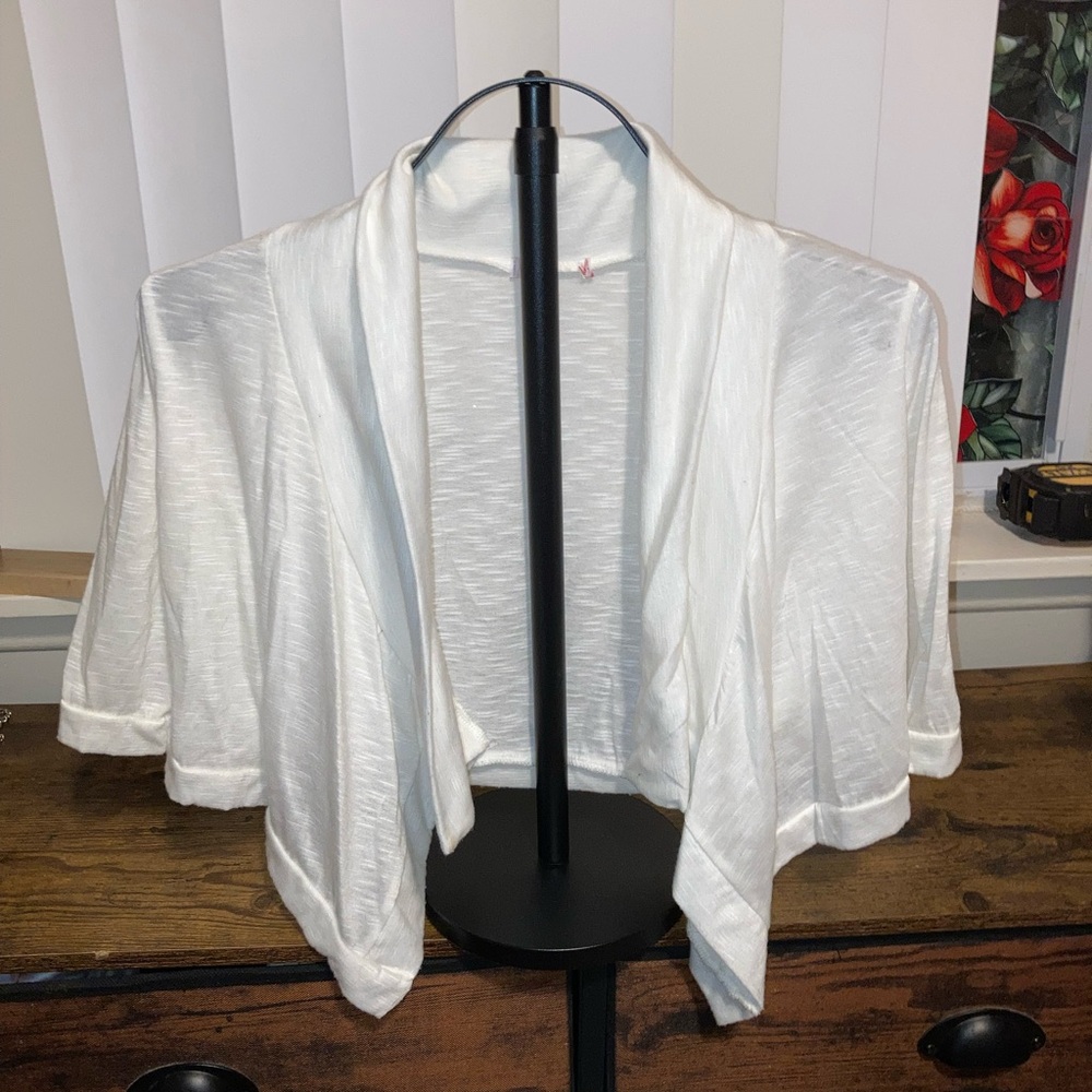 White Open Front Cardigan
